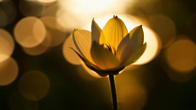 Timelaps of Yellow Flower, Warm Sunlight in Garden

