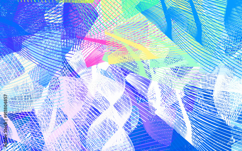 Sticker light blue, yellow vector background with abstract shapes.