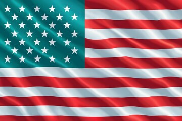 Fototapeta premium This digital illustration of the United States flag features a vibrant color palette, highlighting the contrast between the red and white stripes, the bright stars, and the deep blue field