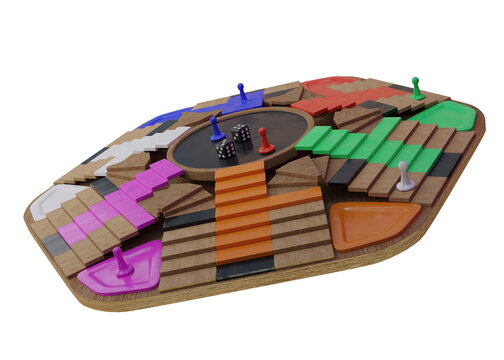 3d illustration of six player Ludo game. Vector ludo game board. Ludo board design. Ludo card template, Parchis