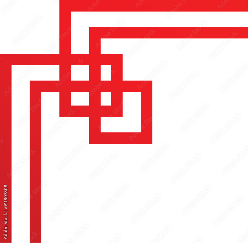 Poster abstract red geometric shape forming a corner design element, perfect for adding a touch of modern e