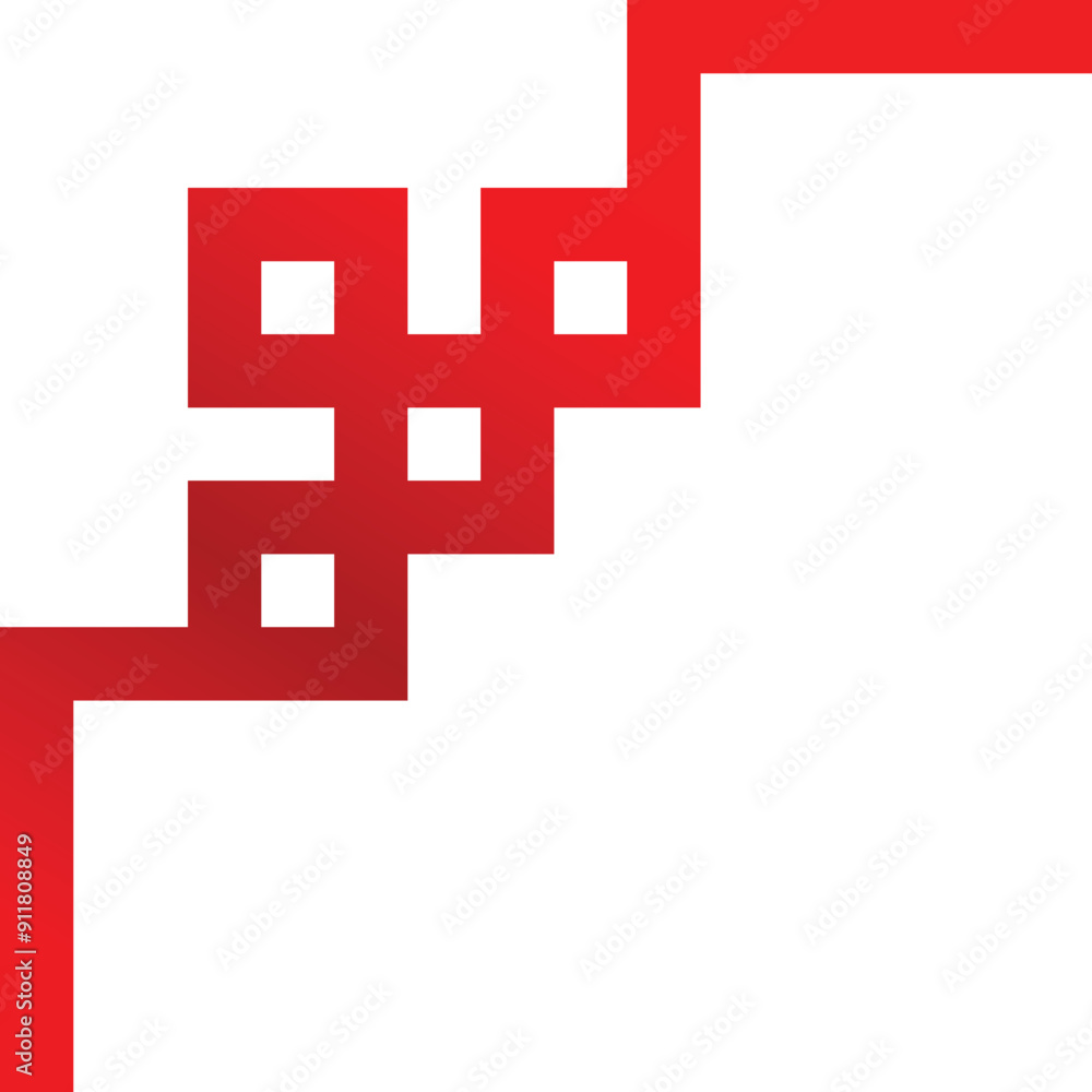 Poster abstract geometric shape with a red gradient is isolated on a white background
