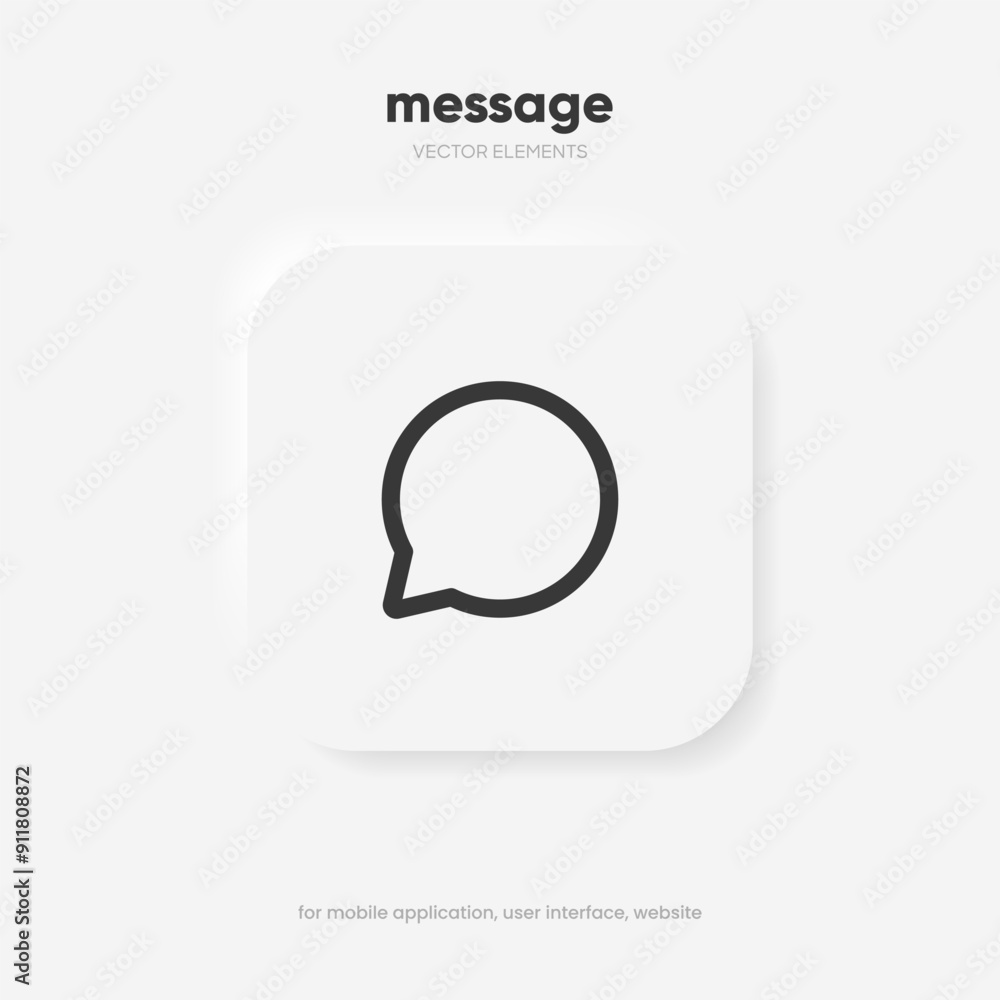 Poster 3d isolated vector elements. Minimal modern message, chat, speak, dialog, chatting icon emblem symbol. 3d blue messaging chatting icon. Mobile app icons. Device UI UX mockup.