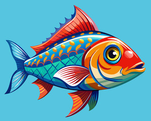 vector illustration of a fish on isolated background, under sea world