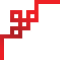 Abstract geometric shape with a red gradient is isolated on a white background