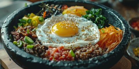 Korean Beef Tartare Bibimbap Traditional Korean Cuisine