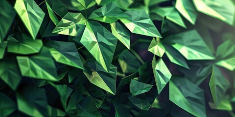 Obraz premium Geometric green leaves abstract background.