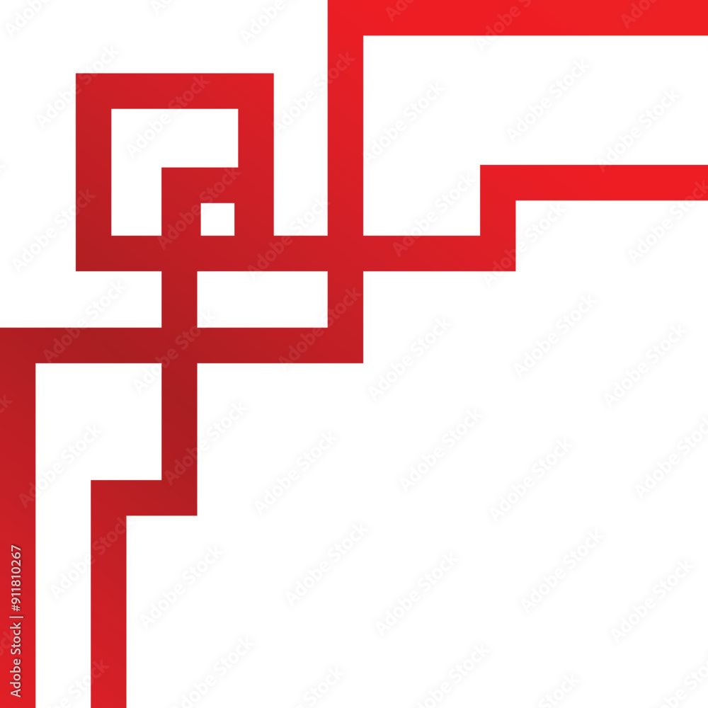 Poster red geometric shape forming an abstract right corner design element