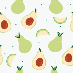 Vibrant Avocado Fruit and Vegetable Seamless Patterns. Perfect for Culinary and Healthy Living Designs. Fresh Icons. Apples, Carrots, Berries, Greens. Isolated Flat Vector Art.