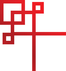 Obraz premium Red geometric shape creating an abstract design element is placed on a white background