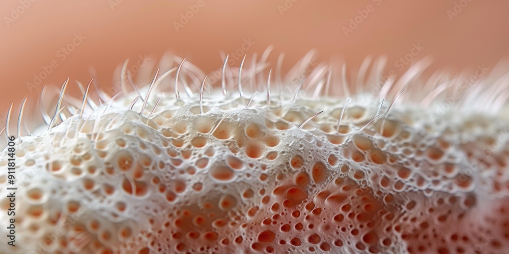 Aufkleber close-up view of a textured surface with tiny hairs. ai.