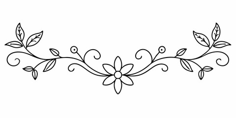 Elegant Floral Vector Ornamental Dividers on White Background - Silhouette Line Art Clipart Illustration