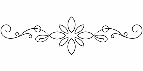 Elegant Floral Vector Ornamental Dividers on White Background - Silhouette Line Art Clipart Illustration