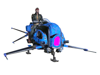 宇宙船に乗るサイバーマン　3DCGレンダリング