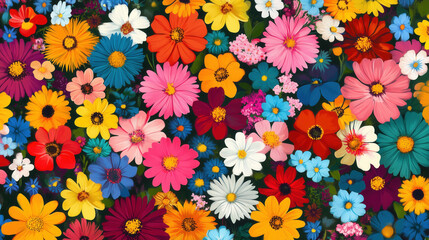 Very colorful rug made by flowers