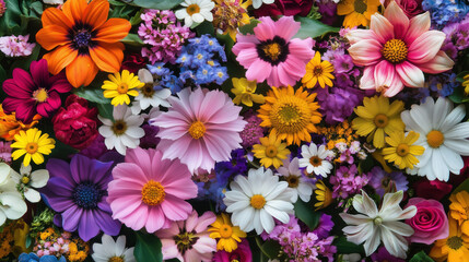 Very colorful rug made by flowers
