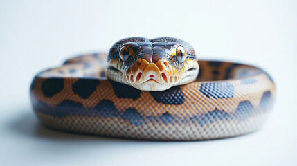 Obraz premium Python in Focus: Serpentine Beauty in Captivity. The Enchantment of the Python: Details of the Skin and the Look.