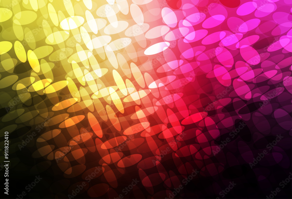 Poster dark pink, yellow vector texture with disks.