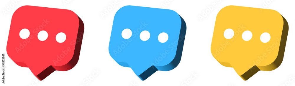 Fototapete 3d chat icon speech bubble symbol Chat message icons - talk message Bubble chat speech text box icon , social media communication background concept. vector illustration