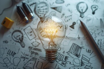 A light bulb sitting on top of a table