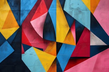Fototapeta premium Bold and Bright Angular Geometric Patterns with Vibrant Hues