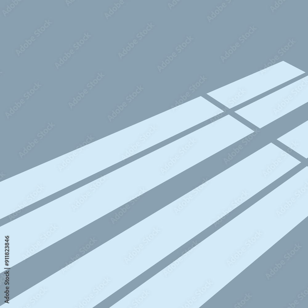 Poster sunlight is shining through window blinds, creating abstract geometric shapes on a wall