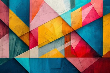 Fototapeta premium Bright Geometric Patterns with Vibrant Colors and Crisp Angles