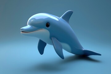 Cute Cartoon Dolphin with Big Eyes
