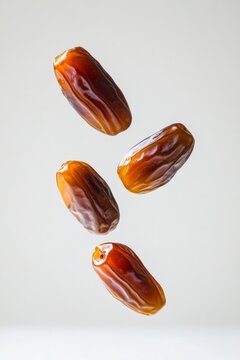 Zahidi Dates fruit levitating on a white background
