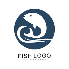 Fish logo design simple concept Premium Vector