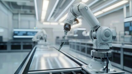 Robotic Arm in a Modern Factory - 3D Illustration