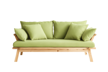 Green Sofa with Wooden Legs