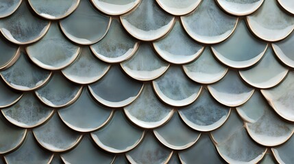 Close-Up of Fish Scale Tile Pattern Showcasing Textured Design