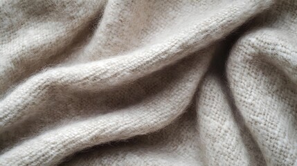 Close-up of Wool Fabric Texture Showcasing Soft Fibers