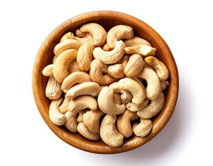 Fototapeta premium Cashew nuts&nbsp;in wooden bowl isolated on white background