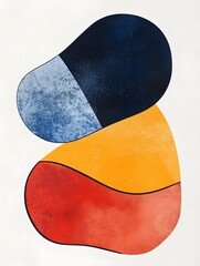 Minimalistic geometric shapes, hand drawn wall art poster. Hand Drawn wall art. Design for wall decoration, postcard, poster or brochure