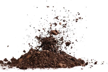 A small pile of dirt sits on a white surface, with a simple and unassuming appearance