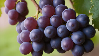 closeup of grapes on the vine