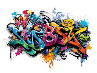 Naklejka premium Vibrant Streetwear Graffiti Inspired Sticker Design with Abstract Patterns and Bright Colors