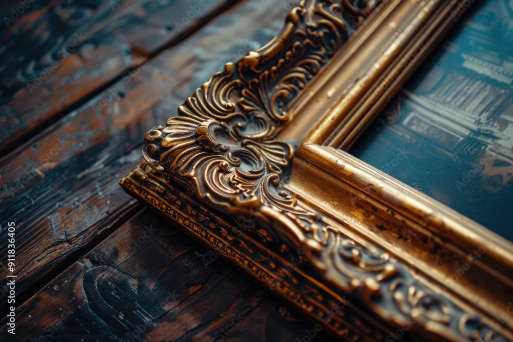 Poster a picture frame sits atop a wooden table, providing a simple and rustic display space for cherished 