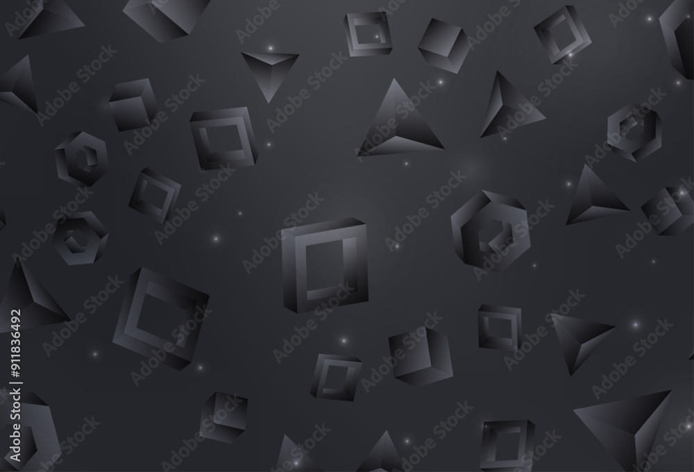 Poster light gray vector background with triangles, cubes.