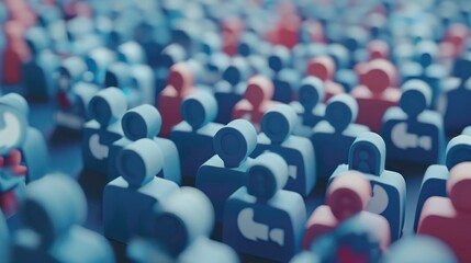 Obraz premium Abstract 3D render of blue human icons.