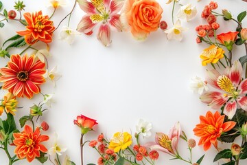 Obraz premium floral blossom frame white background