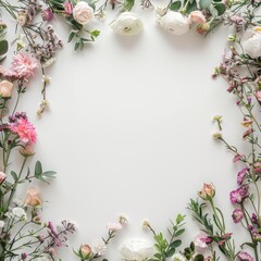 floral blossom frame white background