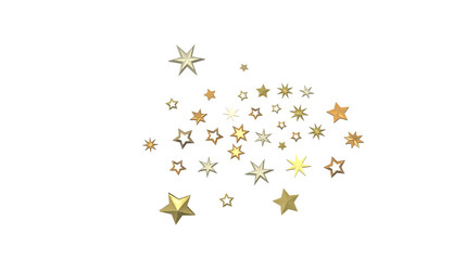 A Shower of Celestial Beauty: 3D Gold Stars Rain Illustration Bedazzles