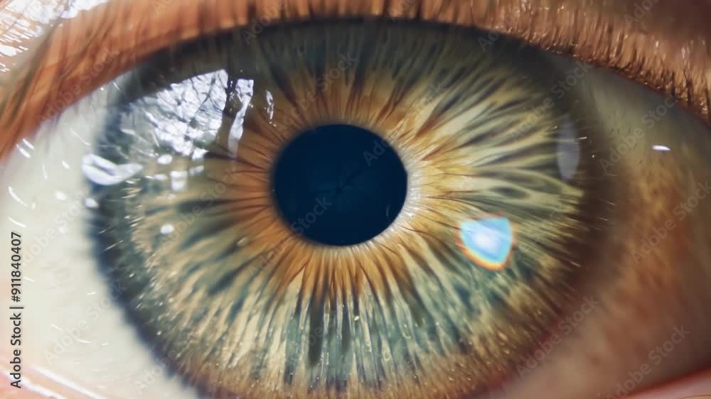 Poster close up of human iris with natural colors and unique patterns generative ai