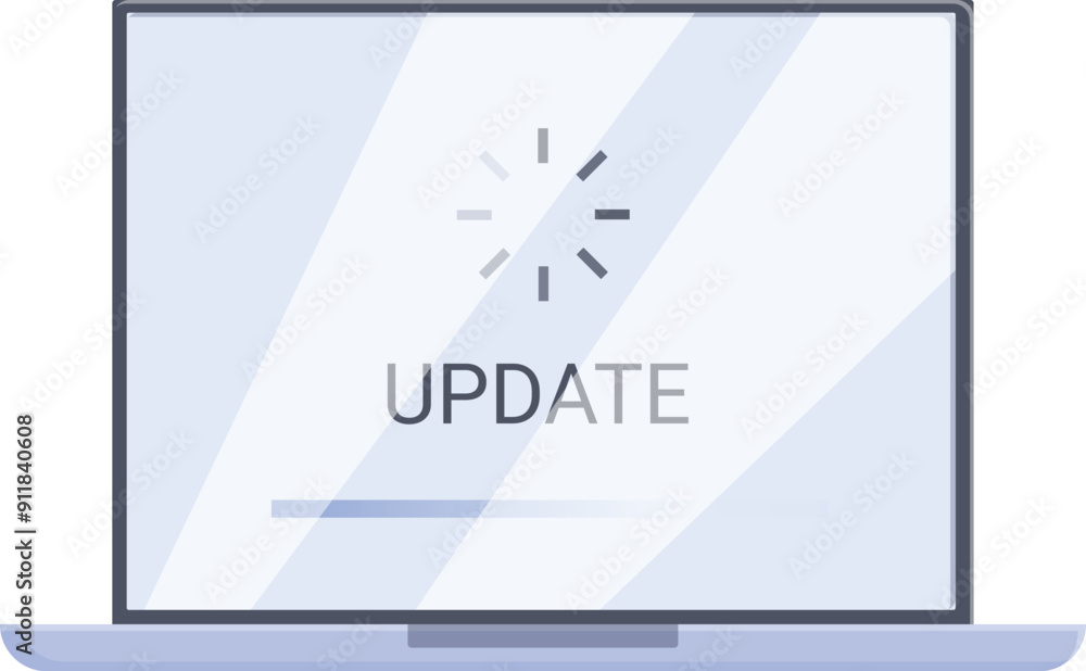 Poster laptop is showing an update screen with a progress bar, indicating that a software update is in prog