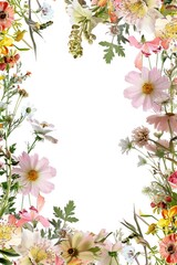 Fototapeta premium floral blossom frame white background