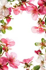 floral blossom frame white background