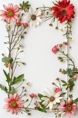 Obraz premium floral blossom frame white background